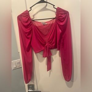 Mesh crop top front tie